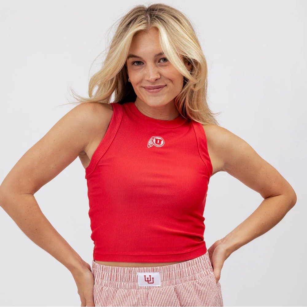 ALBION UTAH UNIVERSITY HIGH NECK TANK, RED CRIMSON NWT - Picture 6 of 9